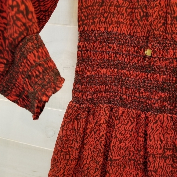 {M} Michael Kors Sunari Graphic Print Smock Dress Elastic Waist - Picture 5 of 10